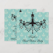 Invitation Fête douce 16 ans lustre bleu sarcelle (Devant / Derrière)