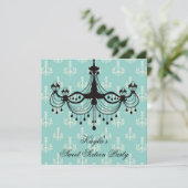 Invitation Fête douce 16 ans lustre bleu sarcelle (Debout devant)