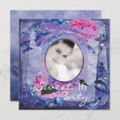 Invitation Fête Douce 16 ans Photo Hydrangea Rose Violet Bleu (Devant / Derrière)