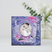 Invitation Fête Douce 16 ans Photo Hydrangea Rose Violet Bleu (Debout devant)