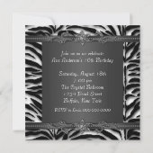 Invitation Fête douce 16 Black Zebra (Dos)