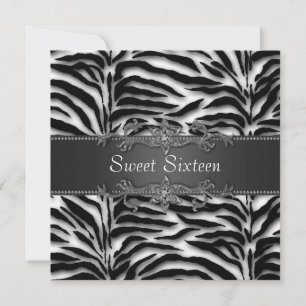 Invitation Fête douce 16 Black Zebra