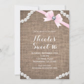 Invitation Fête douce 16 Burlap & Pearls Rose glamour (Devant)
