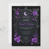 Invitation Fête douce 16 gothique florale violette (Devant)