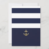 Invitation Fête douce 16 Navy Blanc & Or Ancrage Naution (Dos)