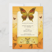 Invitation Fête douce 16 papillon orange jaune et or (Dos)