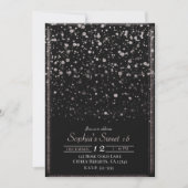 Invitation Fête Douce 16 Rose Gold & Black Confettis (Devant)