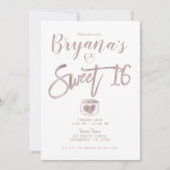 Invitation Fête Douce 16 Rustique Blanc Bois Rose Gold Rose (Devant)