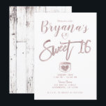 Invitation Fête Douce 16 Rustique Blanc Bois Rose Gold Rose<br><div class="desc">Personnaliser pour tout événement</div>