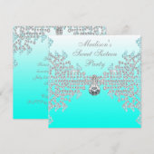 Invitation Fête douce 16 Teal Blue Ombre (Devant / Derrière)