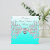 Invitation Fête douce 16 Teal Blue Ombre (Debout devant)
