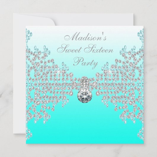Invitation Fête douce 16 Teal Blue Ombre (Devant)
