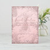 Invitation Fête Douce de 16 ans Glitter Ananas Or Rose Paille (Debout devant)