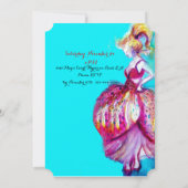 Invitation FÊTE DOUCE DE 16 ANS, Monogramme à paillettes bleu (Dos)