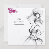 Invitation FÊTE DOUCE FILLE 16 ANS, Noir, Blanc Tourbillons R (Dos)