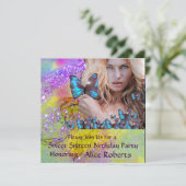 Invitation FÊTE DOUCE PAPILLON BLEU 16 ANS  MONOGRAMME, Champ (Debout devant)