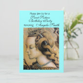 Invitation FÊTE DOUCE PRINCESSE 16 ANS Or Bleu Vert (Debout devant)