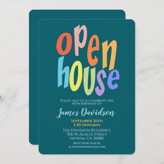 Invitation Fête d'ouverte moderne et colorée (Devant / Derrière)