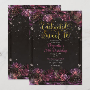 Invitation Fête Douze Ans Sucrée Roses de Baies Enchantées Fl