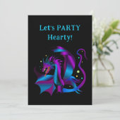 Invitation Fête Dragon Violet et Bleu Féroce Uniqu (Debout devant)