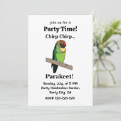 Invitation Fête drôle avec perroquet (Debout devant)