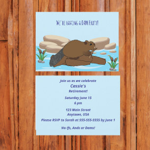 Invitation Fête drôle de castor “Nous organisons une fête d