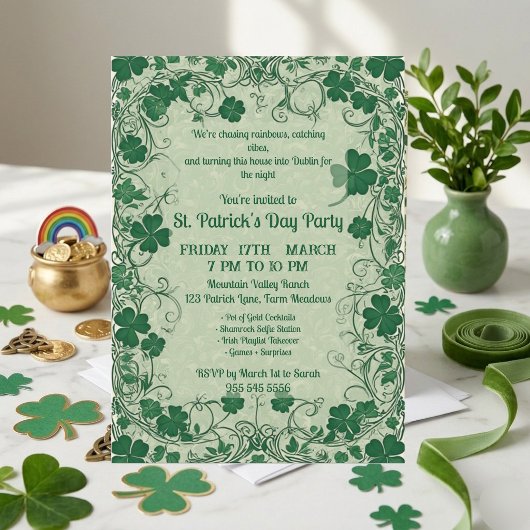 Invitation Fête drôle de la Saint-Patrick avec la vigne de tr