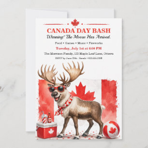 Invitation Fête drôle de l'élan canadien BBQ du jour de la fê