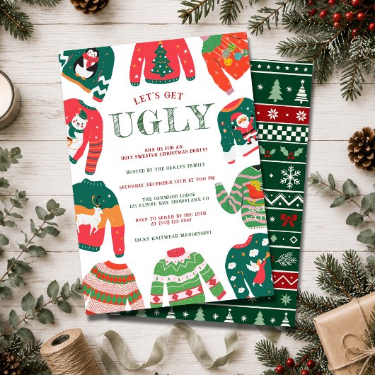 Invitation Fête drôle de Noël avec un pull moche