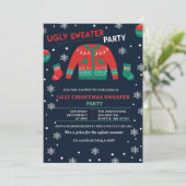 Invitation Fête drôle de pull de Noël moche rouge vert (Debout devant)