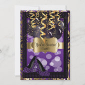 Invitation Fête du 00e anniversaire | Haut talons violets (Devant)