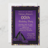 Invitation Fête du 00e anniversaire | Haut talons violets (Dos)