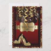 Invitation Fête du 00e anniversaire | Leopard à talons d'or (Devant)