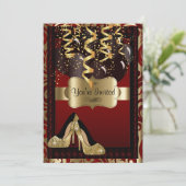 Invitation Fête du 00e anniversaire | Leopard à talons d'or (Debout devant)