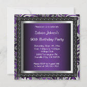 Invitation Fête du 00e anniversaire | Métal violet et argent (Dos)