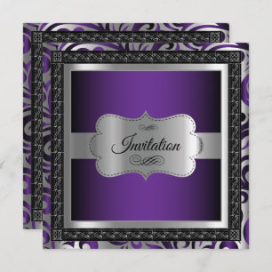 Invitation Fête du 00e anniversaire Métal violet et argent