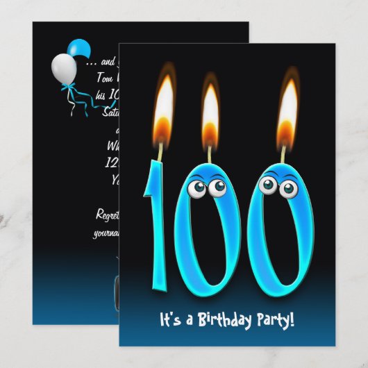 Invitation Fête du 100e anniversaire (Devant / Derrière)