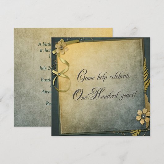 Invitation Fête du 100e anniversaire (Devant / Derrière)