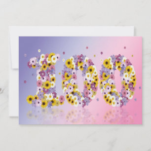Invitation Fête du 100e anniversaire, avec des lettres fleuri