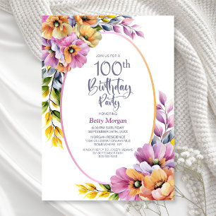 Invitation Fête du 100e anniversaire de la fête moderne rose 