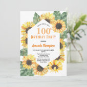 Invitation Fête du 100e anniversaire de tournesol Femmes (Debout devant)