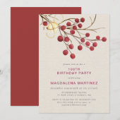 Invitation Fête du 100e anniversaire du Berry rouge d'hiver m (Devant / Derrière)
