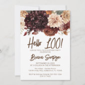 Invitation Fête du 100e anniversaire Fleurs beiges Brown Flor (Devant)