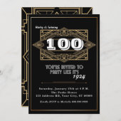 Invitation Fête du 100e anniversaire, Grand Gatsby, Art Déco (Devant / Derrière)