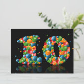 Invitation Fête du 10e anniversaire, avec bulles et balles (Debout devant)