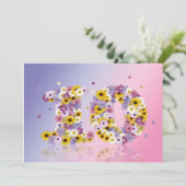 Invitation Fête du 10e anniversaire, avec des lettres fleurie (Debout devant)