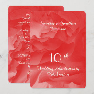 Invitation Fête du 10e anniversaire de mariage, rose corail