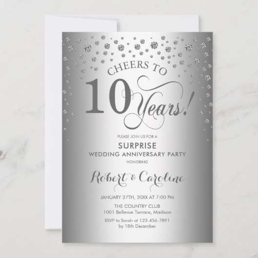 Invitation Fête du 10e anniversaire de Surprise Diamant Argen (Devant)