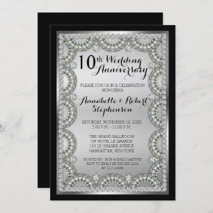 Invitation Fête du 10e anniversaire du Mariage Argent et Diam