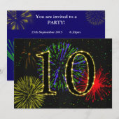 Invitation Fête du 10e anniversaire invitez (Devant / Derrière)